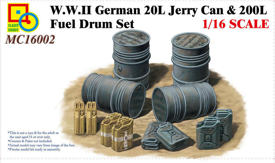 Classy Hobby 1/16 WW2 German 20L Jerry Can & 200L Fuel Drum Set