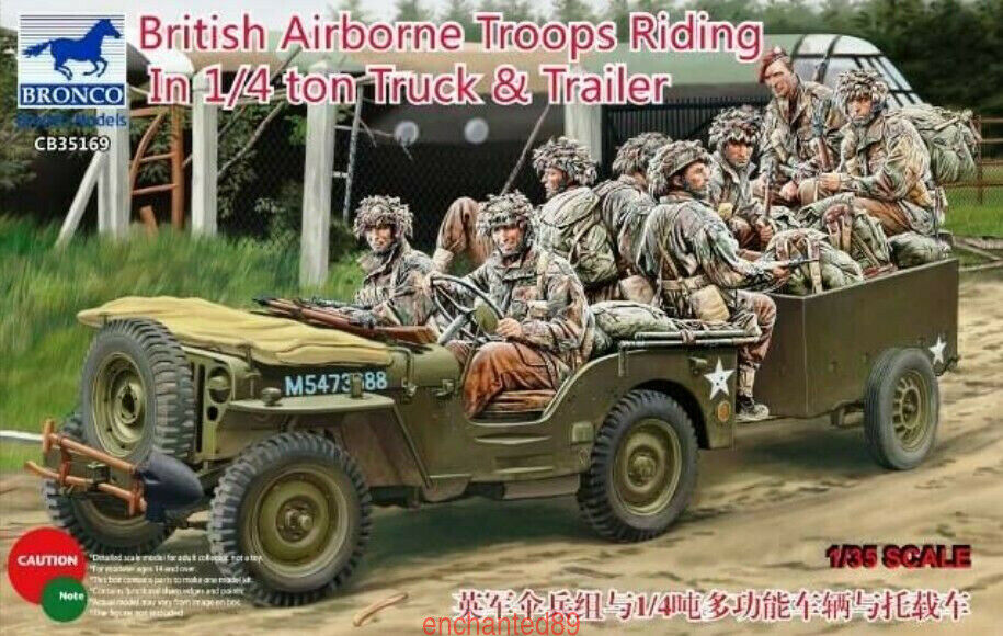 Bronco 1/35 British Airborne Troops Riding in 1/4 Ton Truck and Trailer.